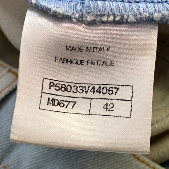 CHANEL Size 10 Blue Grey Cotton Button Up Wide Leg Casual Pants - Picture 6 of 8